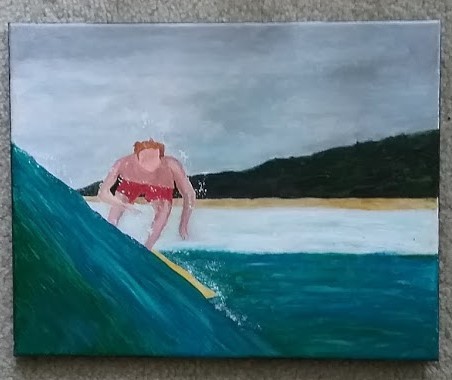 Acrylic painting of a surfer by Christopher Stanton