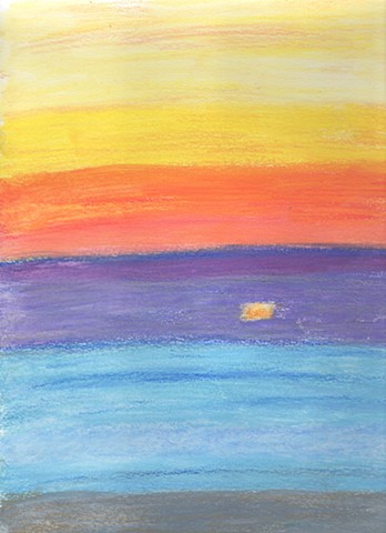 Water soluble crayon and oil pastel study of an ocean by Christoher STanton