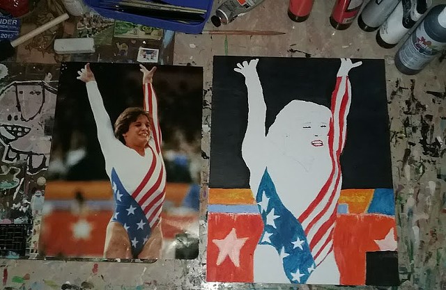 Acrylic painting of gymnast Mary Lou Retton by Christopher Stanton 