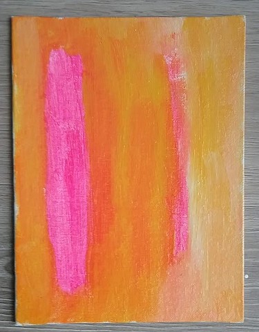 Abstract yellow and orange acrylic painting by Christopher Stanton 