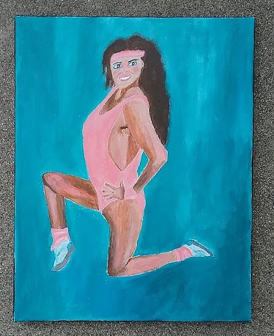 Acrylic portrait painting of Darcel Wynne the Solid Gold Dancer 