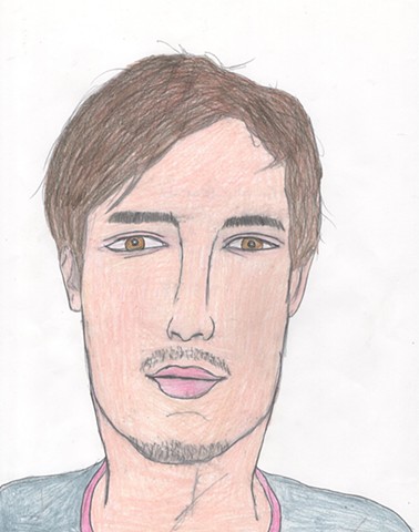 Colored pencil portrait drawing of Ed Droste from Grizzly Bear 