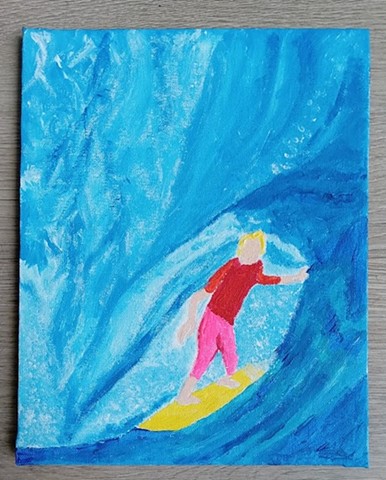 Acrylic painting of a surfer by Christopher Stanton