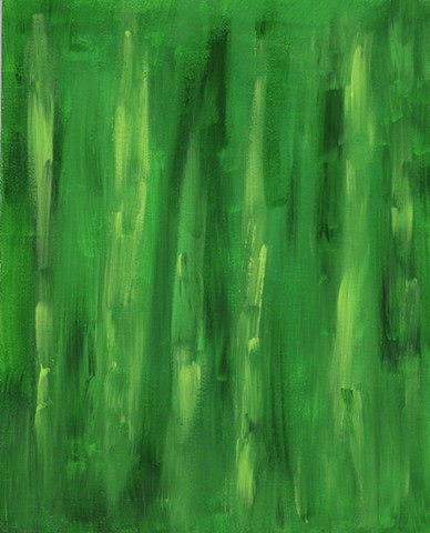 Green and yellow abstract acrylic painting by Christopher Stanton