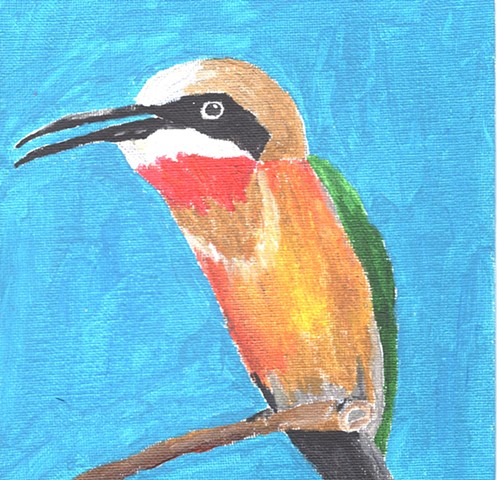 Paiting of a white-fronted bee eater bird by Christopher Stanton