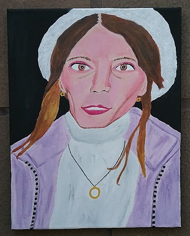 Acrylic portrait painting of a woman by Christopher Stanton 