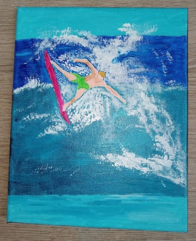 Acrylic painting of a surfer by Christopher Stanton 