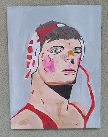 Portrait painting of a wrestler by Christopher Stanton 