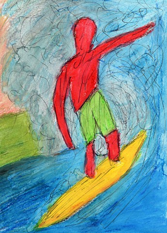Drawing of a surfer by Christopher Stanton