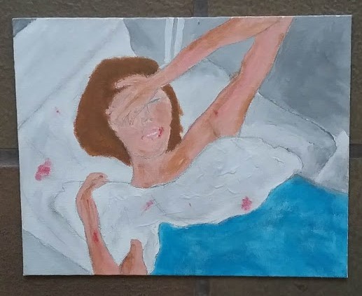Acrylic painting of an injured woman by Christopher Stanton