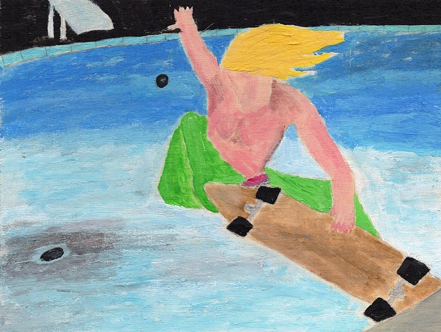 Acrylic painting of a Z-Boy skater by Christopher Stanton