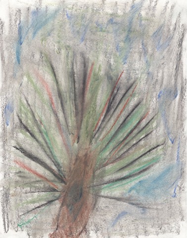 Oil pastel drawing of a tree by Christopher Stanton