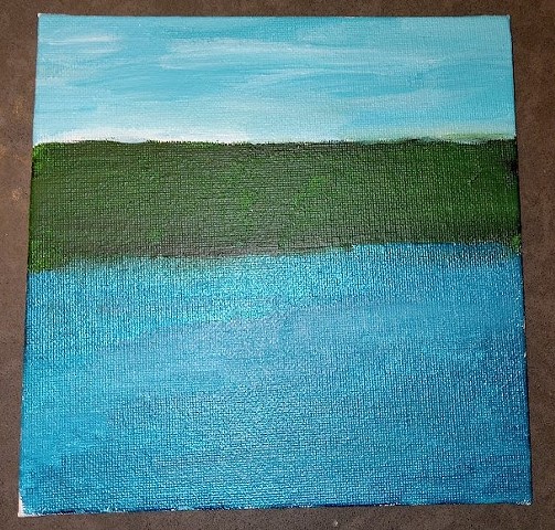 Acrylic painting of a lake landscape by Christopher Stanton 