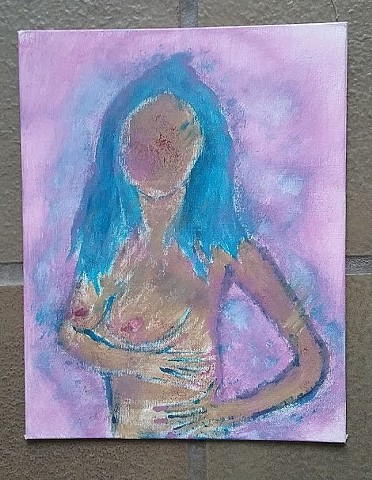 Acrylic and oil pastel painting of a nude woman by Christopher Stanton