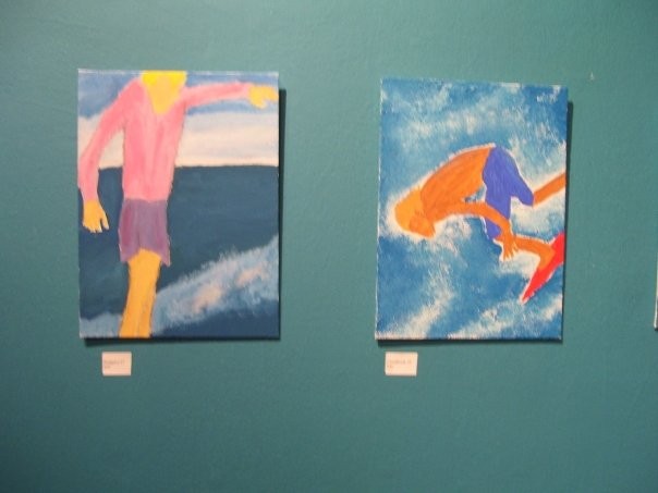 Acrylic paintings of surfers by Christopher Stanton