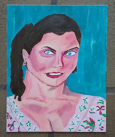 Acrylic portrait painting of singer Crystal Gayle by Christopher Stanton