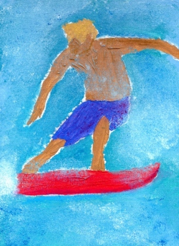 Acrylic painting of a surfer by Christopher Stanton