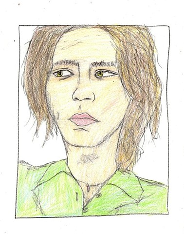 Colored pencil portrait of Rufus Wainwright by Christopher Stanton