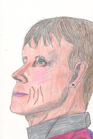 Colored pencil drawing of Bishop Mariann Budde by Christopher Stanton 