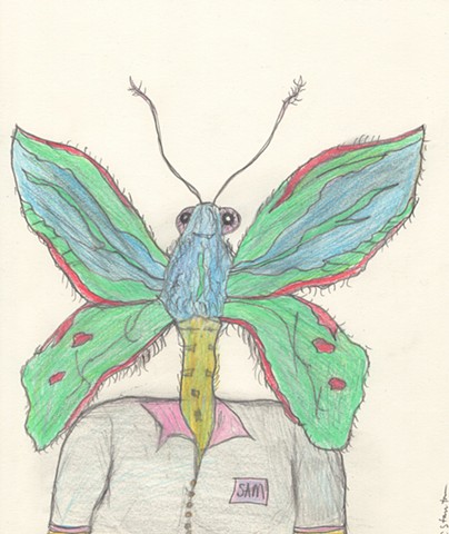 Illustration drawing of a butterfly woman by Christopher Stanton