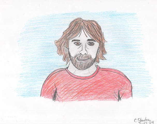 Colored pencil drawing of a bearded young man by Christopher Stanton