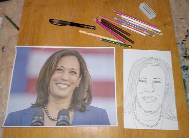 Portrait drawing of Kamala Harris by Christopher Stanton 