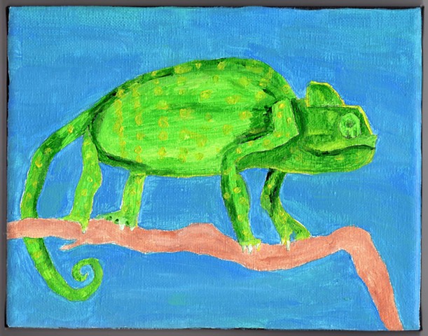 Acrylic painting of a chameleon by Christopher Stanton