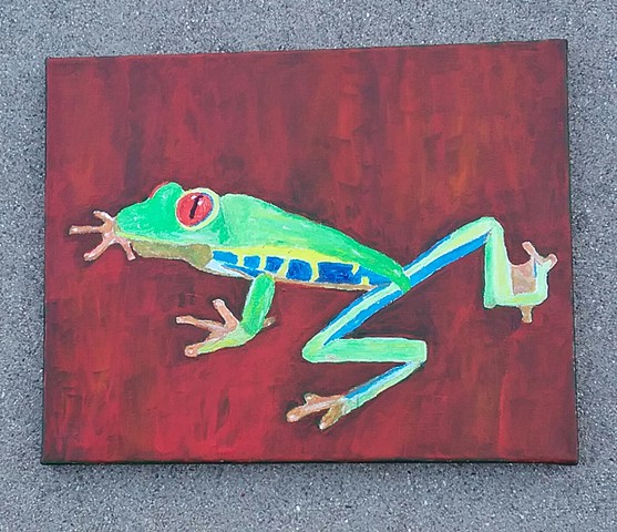 Acrylic painting of a tree frog by Christopher Stanton