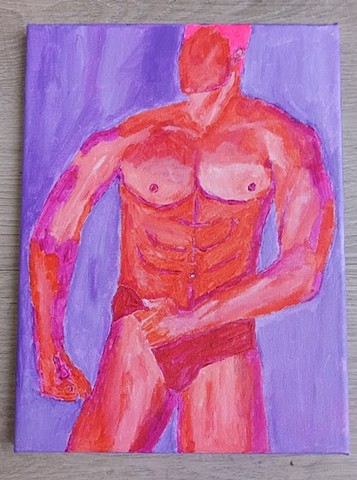 Acrylic painting of a muscular man by Christopher Stanton 
