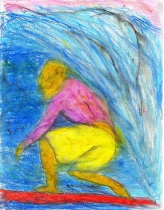 Oil pastel portrait of a surfer by Christopher Stanton