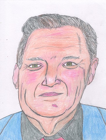 Colored pencil portrait drawing of David Mixner by Christopher Stanton