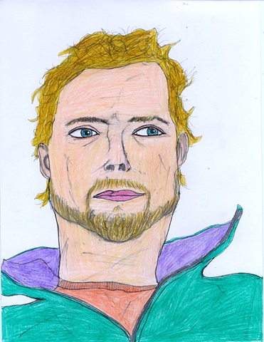 Drawing of artist and skater Jesse Hotchkiss by Christopher Stanton