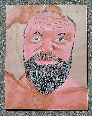 Portrait painting of cartoonist Justin Hall by Christopher Stanton 