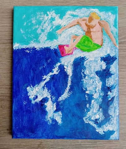 Acrylic painting of a surfer by Christopher Stanton