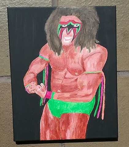 Acrylic painting of the wrestler The Ultimate Warrior by Christopher Stanton