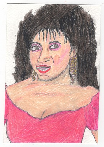 Colored pencil portrait of Sandra Clark (AKA Jackee) from 227