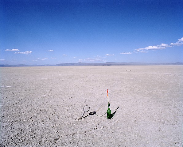 A Bottle Rocket Taking Flight in the Desert (triptych)