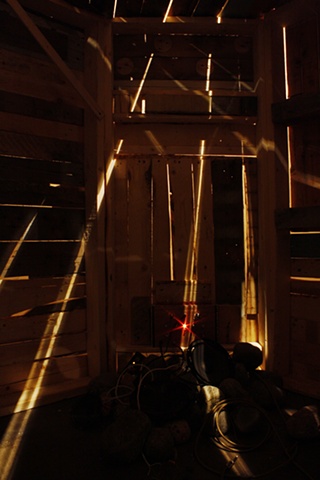 Interactive heavy metal sound sauna installation by artist Owen Rundquist and Alexander DeMaria