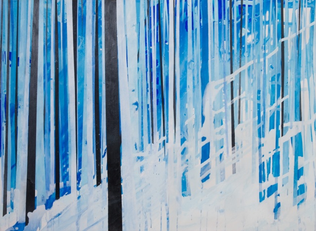 Painting of a winter forest by artist Owen Rundquist