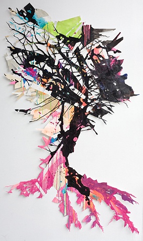 Tree of spears collage by artist Owen Rundquist