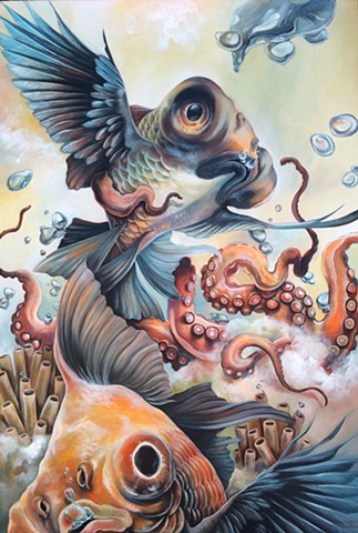 Black moor fish and crow hybrid