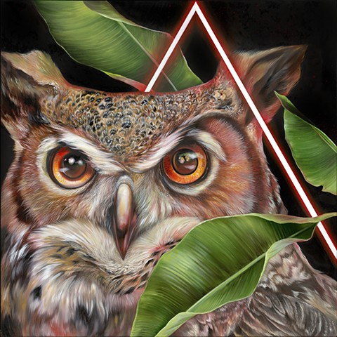 Original oil painting of an owl