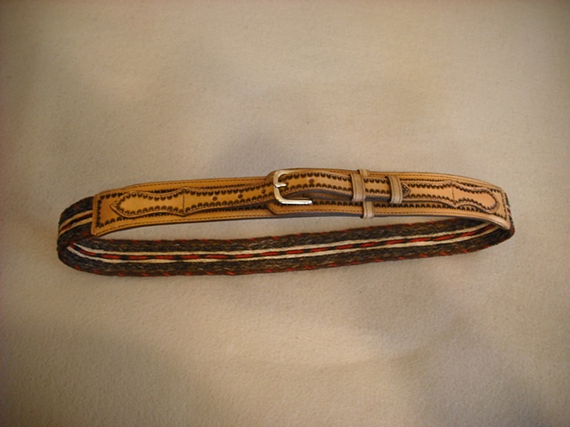Horse Hair Belt with Cowhide Leather Tabs