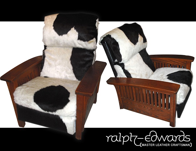 Re-upholstered Recliner Chair - "Holstein" Hair-on Cowhide Leather