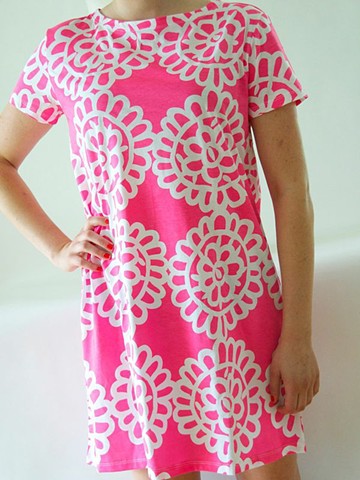 lace pink knit dress