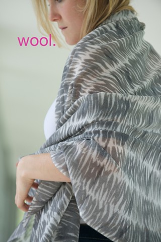 grasses grey wool shawl