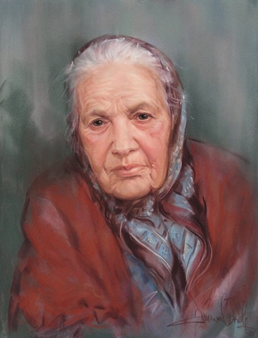 Elderly woman with a scarf