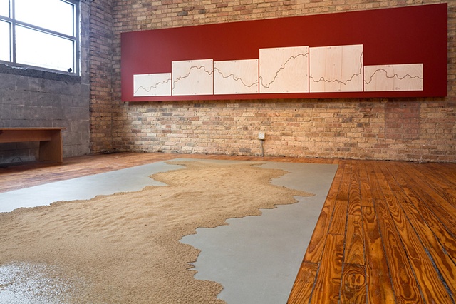 Oxbow water-line Project at Experimental Sound Studio, Chicago, IL
March 20 - May 8, 2011
ESS-sand drawing #4