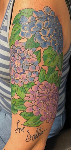 Katie's  Hydrangea tattoo for Dad.