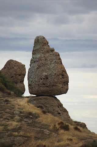 Balancing rock: Boney Ridge, Malibu